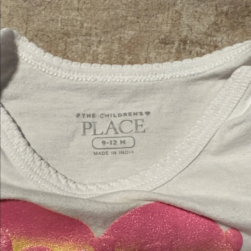 The Children's Place White and Pink Graphic Onesie